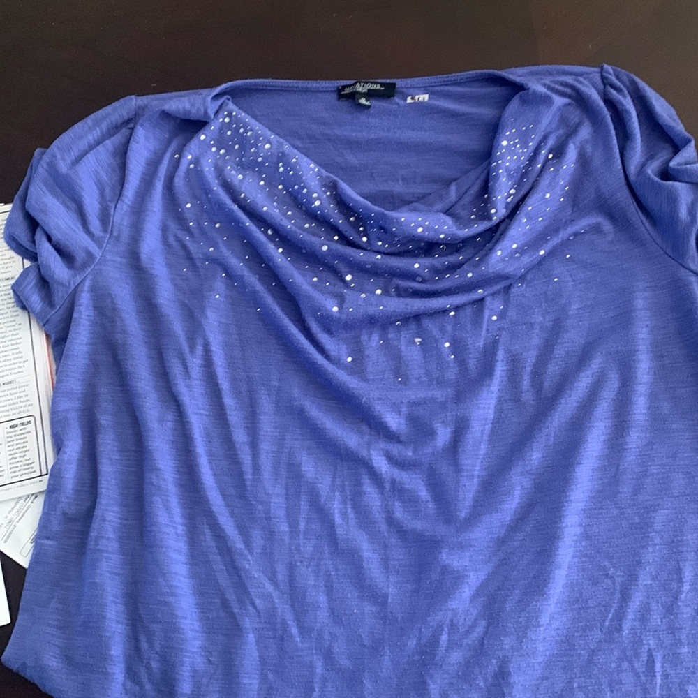 Notations purple size 1x short sleeve top